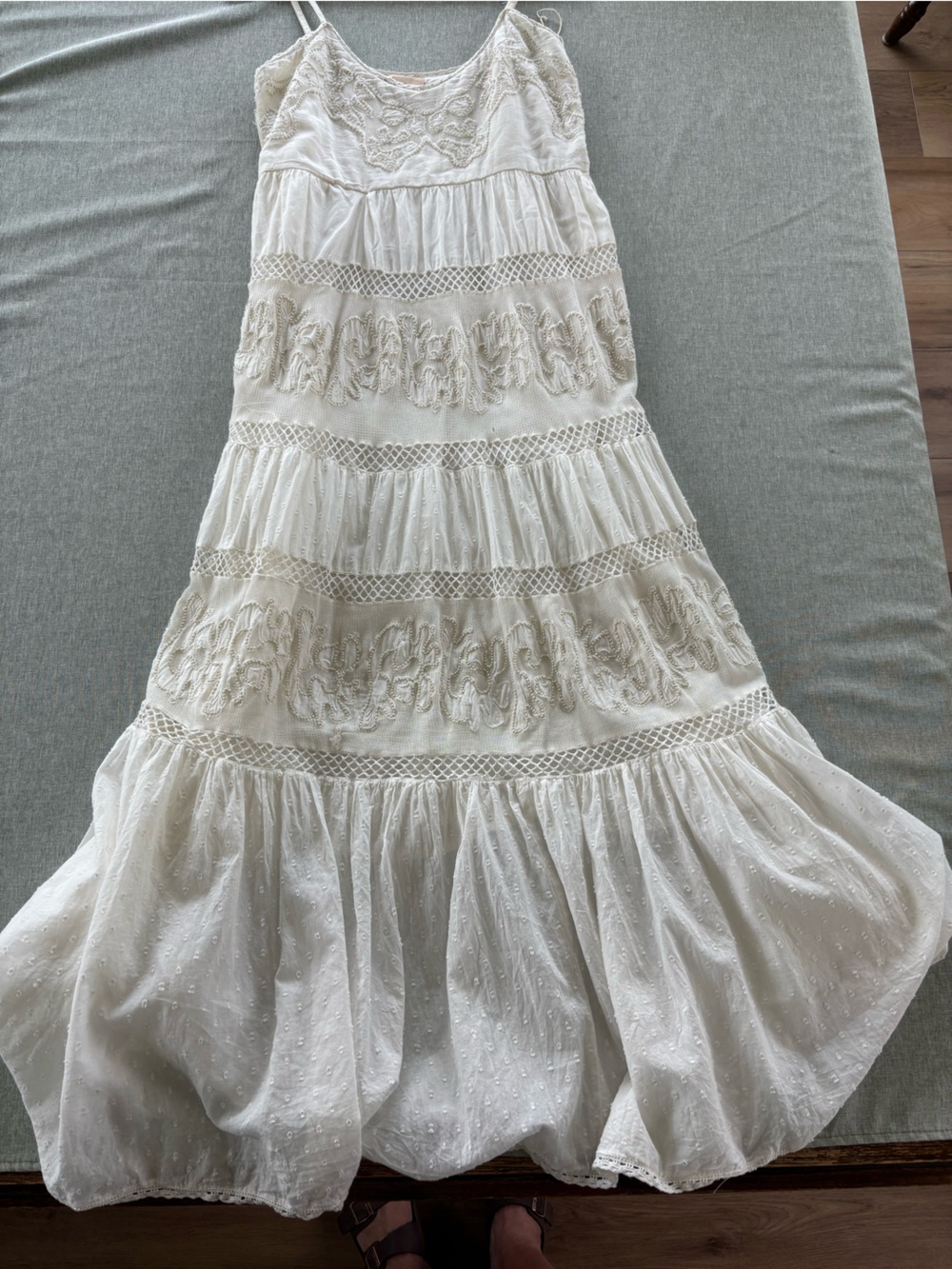 Boho Cream Lace-Trim & Beaded Cotton Dress - Picture 8 of 8